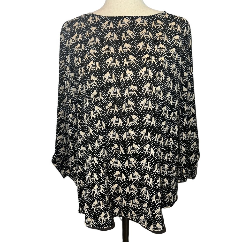 Like new Pixley Elephant Print in Black & Cream Blouse Size Medium